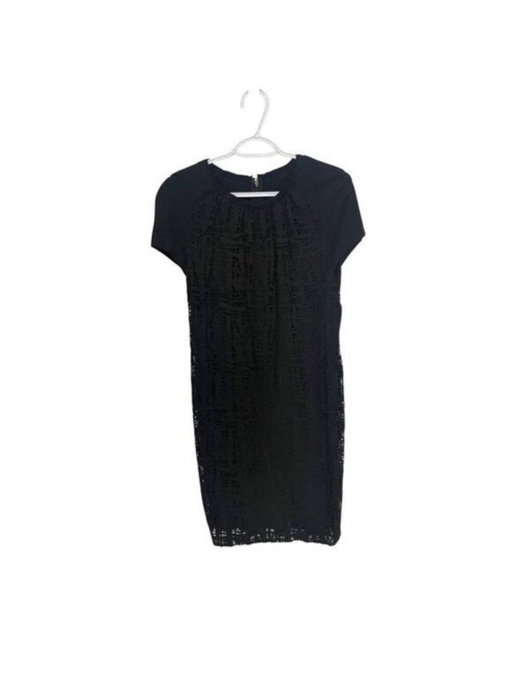 Escada Black Eyelet Lace Sheath Dress 38 US 6 8